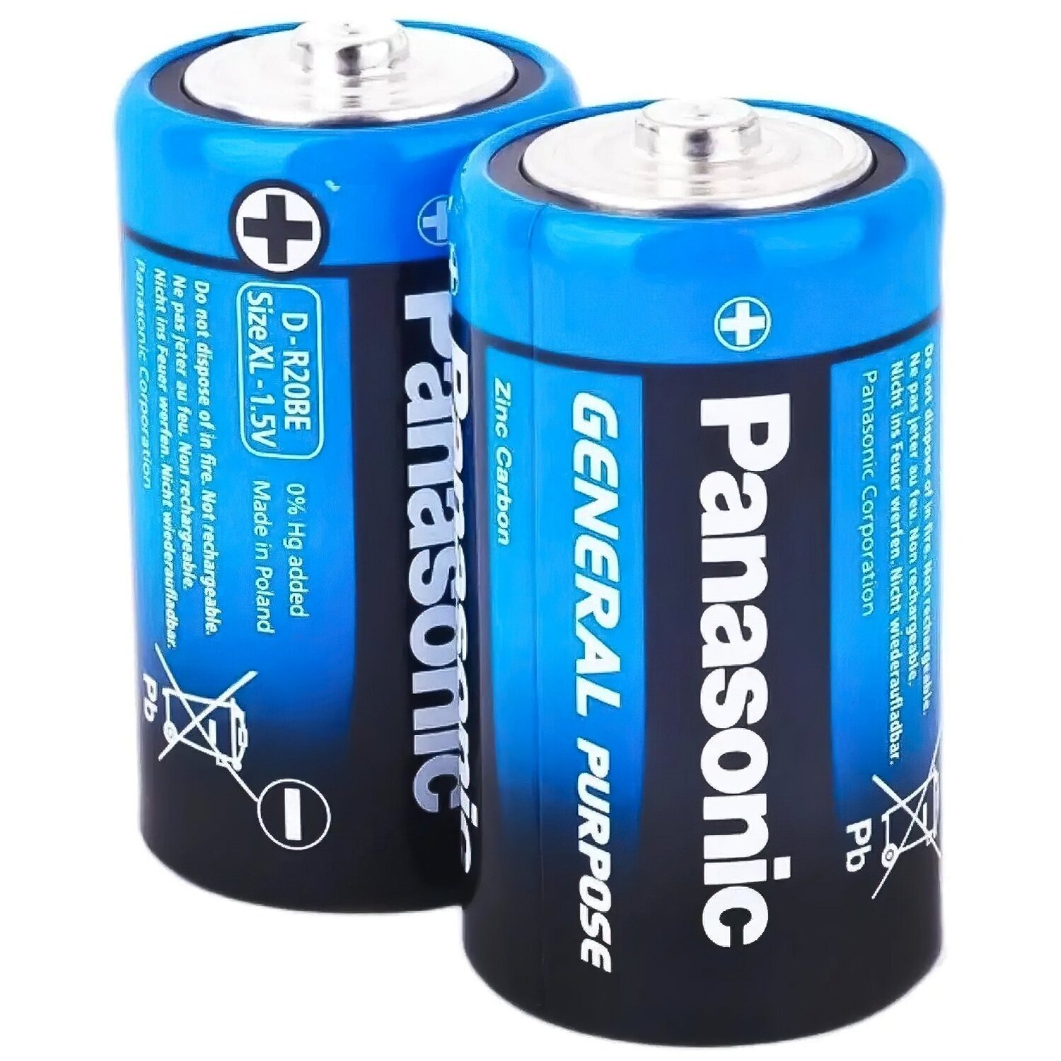 Батарейка Panasonic General Purpose R20 TRAY 2 Zink-Carbon (R20BER/2P) фото 