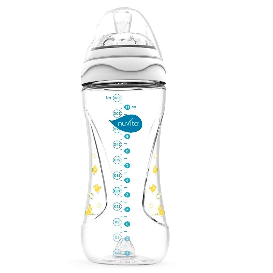 Бутылочка для кормления Nuvita Mimic 330мл. 4м+ Антиколиковая, белая (NV6050White) фото 1