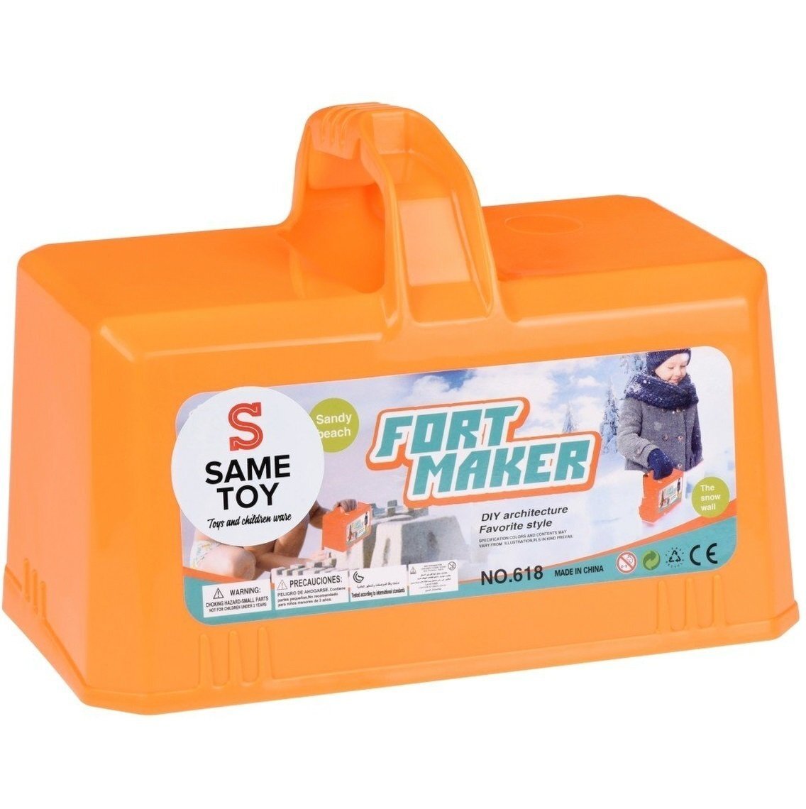 Игровой набор Same Toy 2 в 1 для лепки из снега и песка оранжевый (618Ut-2) фото 