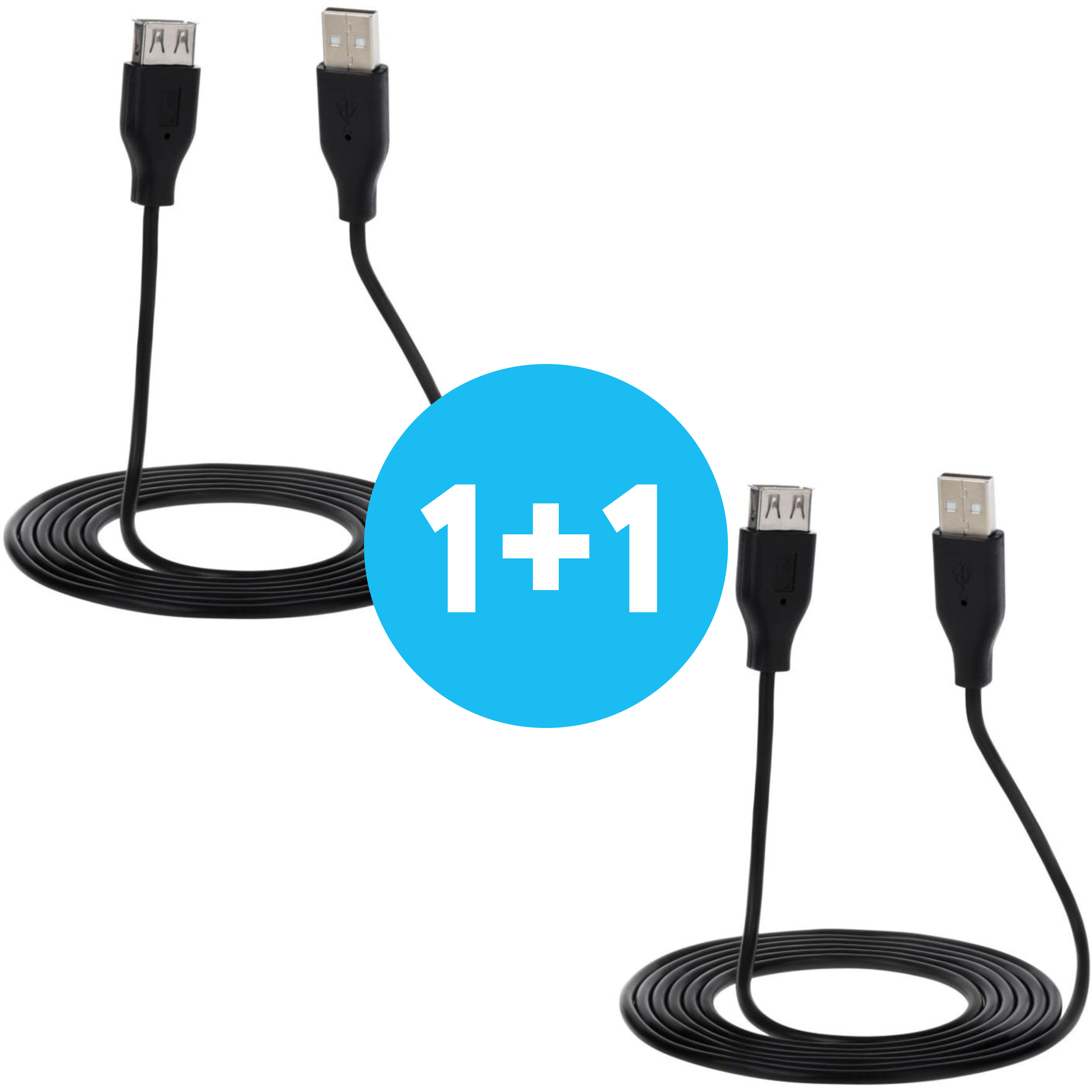Кабель 2E USB 2.0 (AM/AF) 1.8m, Black (2E-W-3168)фото1