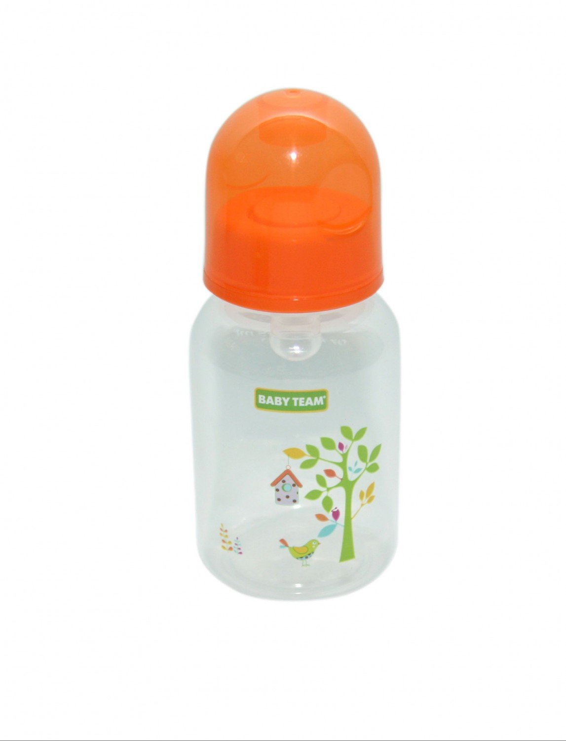 Бутылочка для кормления BABY TEAM с силиконовой соской 125 мл 0+ оранжевый (1400) фото 