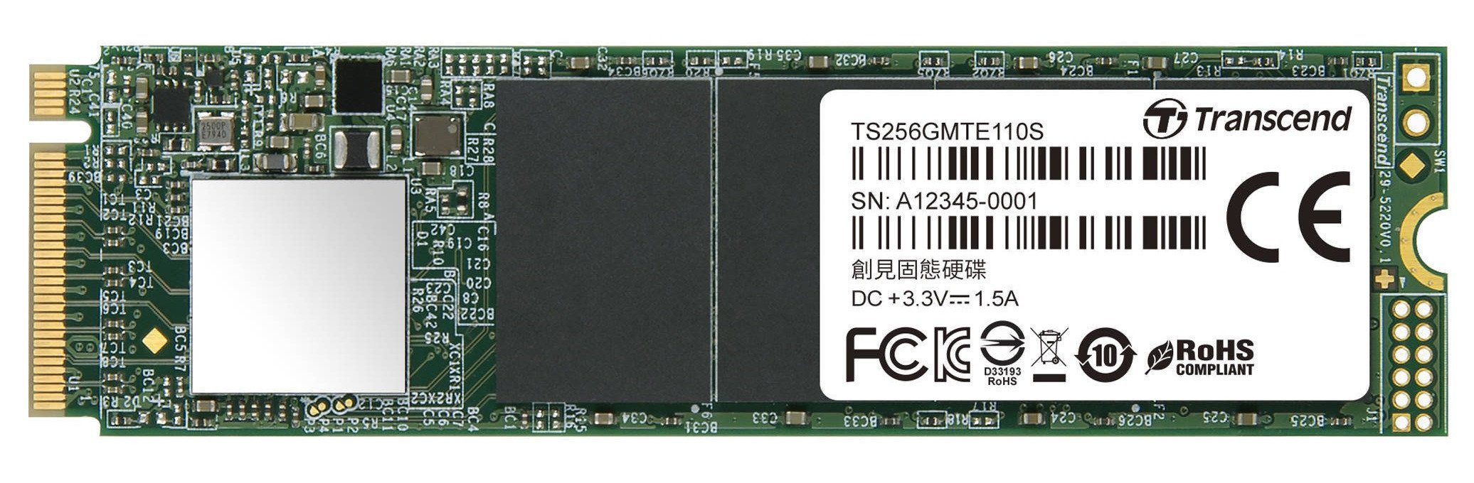 SSD накопитель TRANSCEND MTE110 256GB M.2 PCle 3.0 4x 2280 (TS256GMTE110S) фото 1