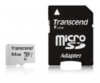 Карта памяти Transcend microSDXC 64GB C10 UHS-I R95/W45MB/s + SD-адаптер (TS64GUSD300S-A)