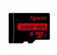 Карта памяти Apacer microSDXC 64GB C10 UHS-I R85MB/s + SD-адаптер (AP64GMCSX10U5-R)