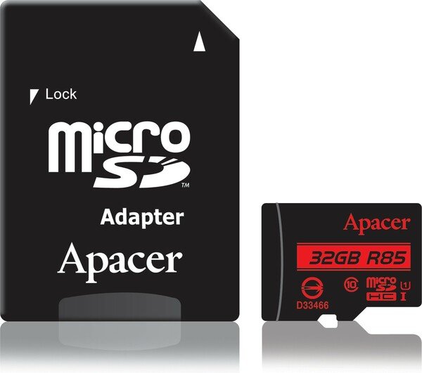 Карта пам`яті Apacer microSDHC 32GB C10 UHS-I R85MB/s + SD-адаптер (AP32GMCSH10U5-R)