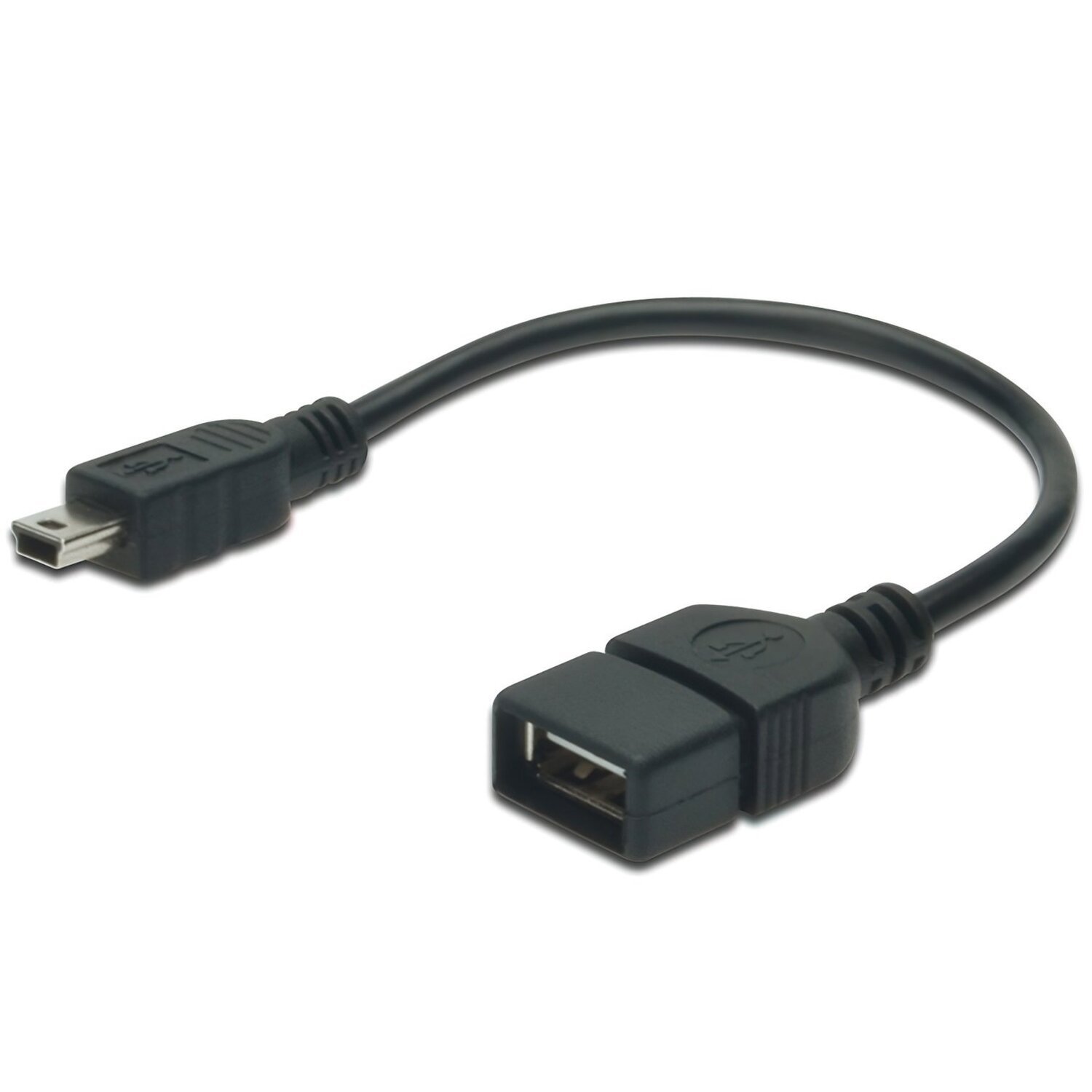 Адаптер Digitus USB-A to miniUSB 0.2m Black (AK-300310-002-S) фото 