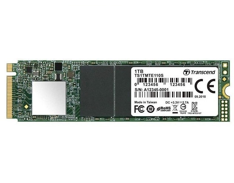 SSD накопитель Transcend MTE110 1TB M.2 PCle 3.0 4x 2280 (TS1TMTE110S) фото 
