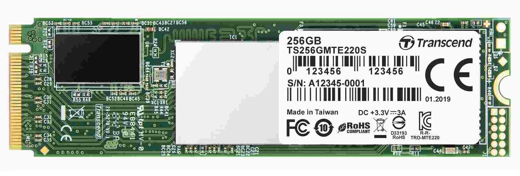 SSD накопитель TRANSCEND 220S 256GB M.2 NVMe PCle (TS256GMTE220S) фото 1