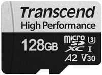 Карта памяти Transcend microSDXC 128GB C10 UHS-I U3 A2 R100/W85MB/s + SD адаптер (TS128GUSD330S)
