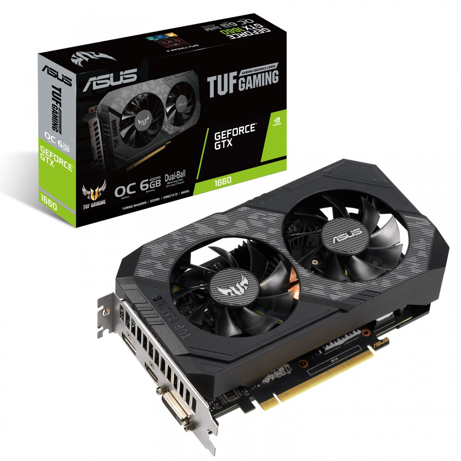 Видеокарта ASUS GeForce GTX1660 6GB GDDR5 TUF OC (TUF-GTX1660-O6G) фото 