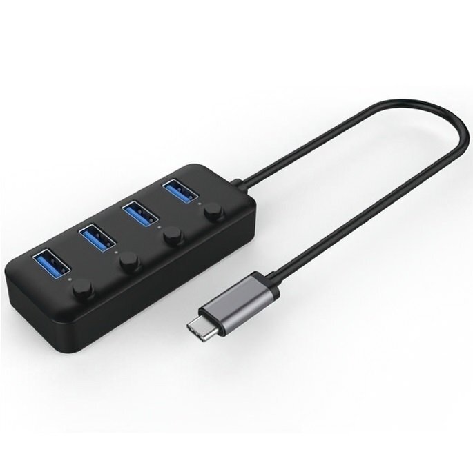 USB хаб 2Е Type-C to 4xUSB3.0, Hub with switch, 0.25 м (2E-W1406) фото 
