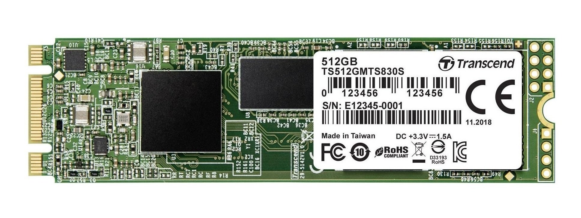 SSD накопитель TRANSCEND MTS830S 512GB M.2 2280 SATA 3D TLC (TS512GMTS830S) фото1