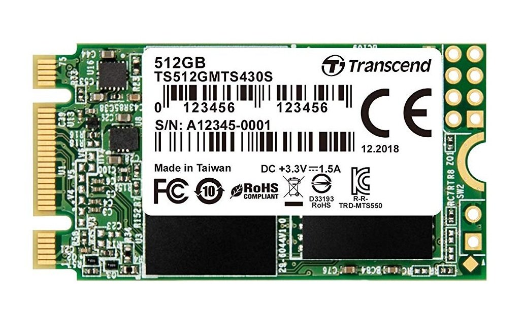 SSD накопитель TRANSCEND MTS430S 512GB M.2 2242 SATA 3D TLC (TS512GMTS430S) фото1