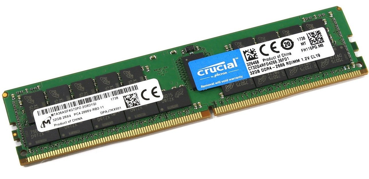 Память серверная Micron DDR4 2666 32GB Dual Rank (CT32G4RFD4266) фото 