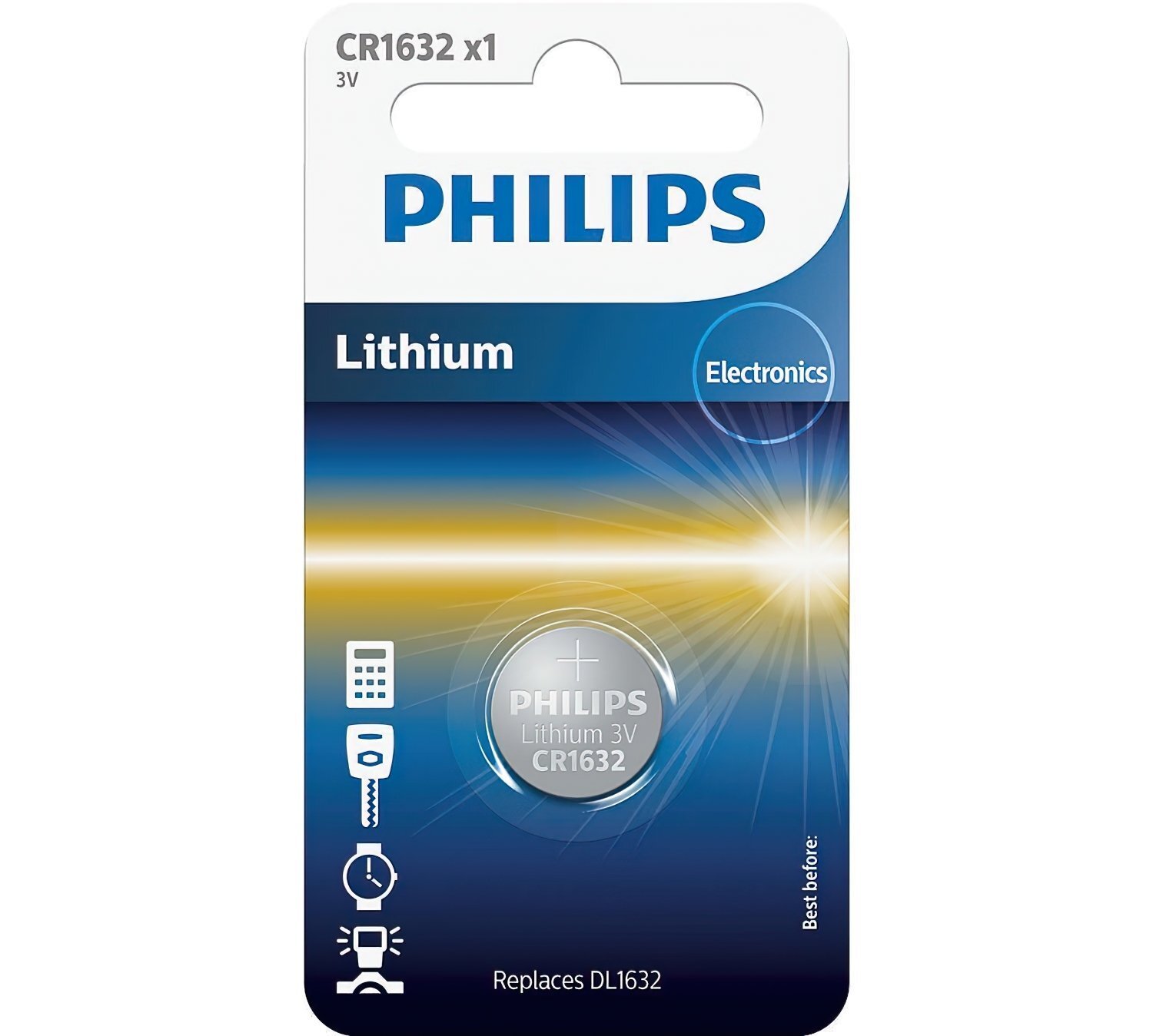 Батарейка Philips Lithium CR 1632 BLI 1 (CR1632/00B) фото 