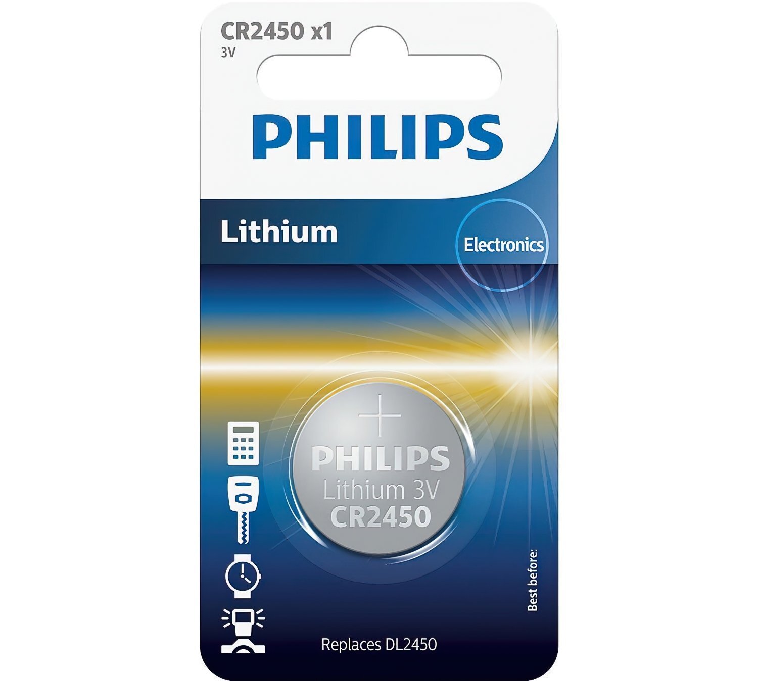 Батарейка Philips Lithium CR 2450 BLI 1 (CR2450/10B) фото 