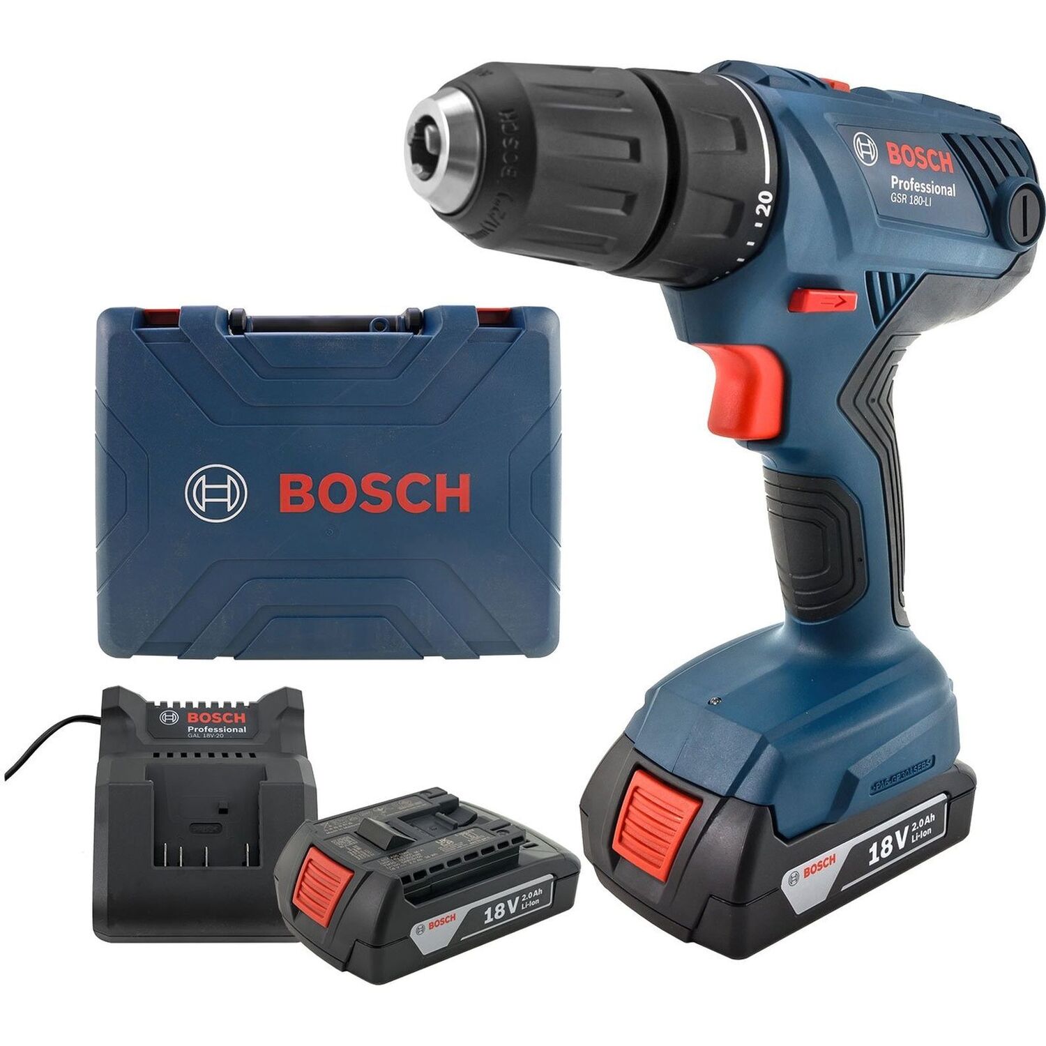 Аккумуляторный шуруповерт Bosch Professional GSR 180-LI, 2x2Ah фото 