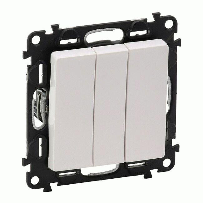 Выключатель 10АХ 250В 3-клавишной Valena LIFE Legrand, Белый фото 