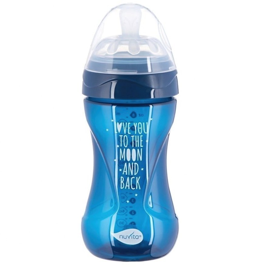 Пляшечка для годування Nuvita NV6032 Mimic Cool 250мл 3м+ Антиколікова, синя (NV6032NIGHTBLUE)фото