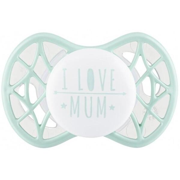 

Пустышка симметрическая Nuvita NV7065 Air55 Cool 0m+ "I LOVE MUM" мятная (NV7065SG)