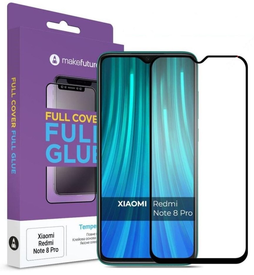 Стекло MakeFuture для Xiaomi Redmi Note 8 Pro Full Cover Full Glue фото1