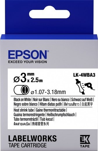 Картридж с лентой Epson LK4WBA3 принтеров LW-300/400/400VP/700 Black/White 3mm/2,5 m (C53S654903) фото 