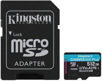 Карта пам`яті Kingston microSDXC 512GB Canvas Go Plus 170R A2 U3 V30 + Адаптер (SDCG3/512GB)