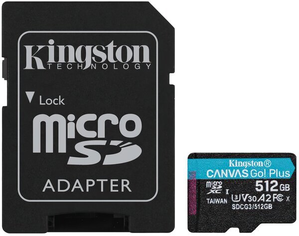 Акція на Карта памяти Kingston microSDXC 512GB Canvas Go Plus 170R A2 U3 V30 + SD адаптер (SDCG3/512GB) від MOYO