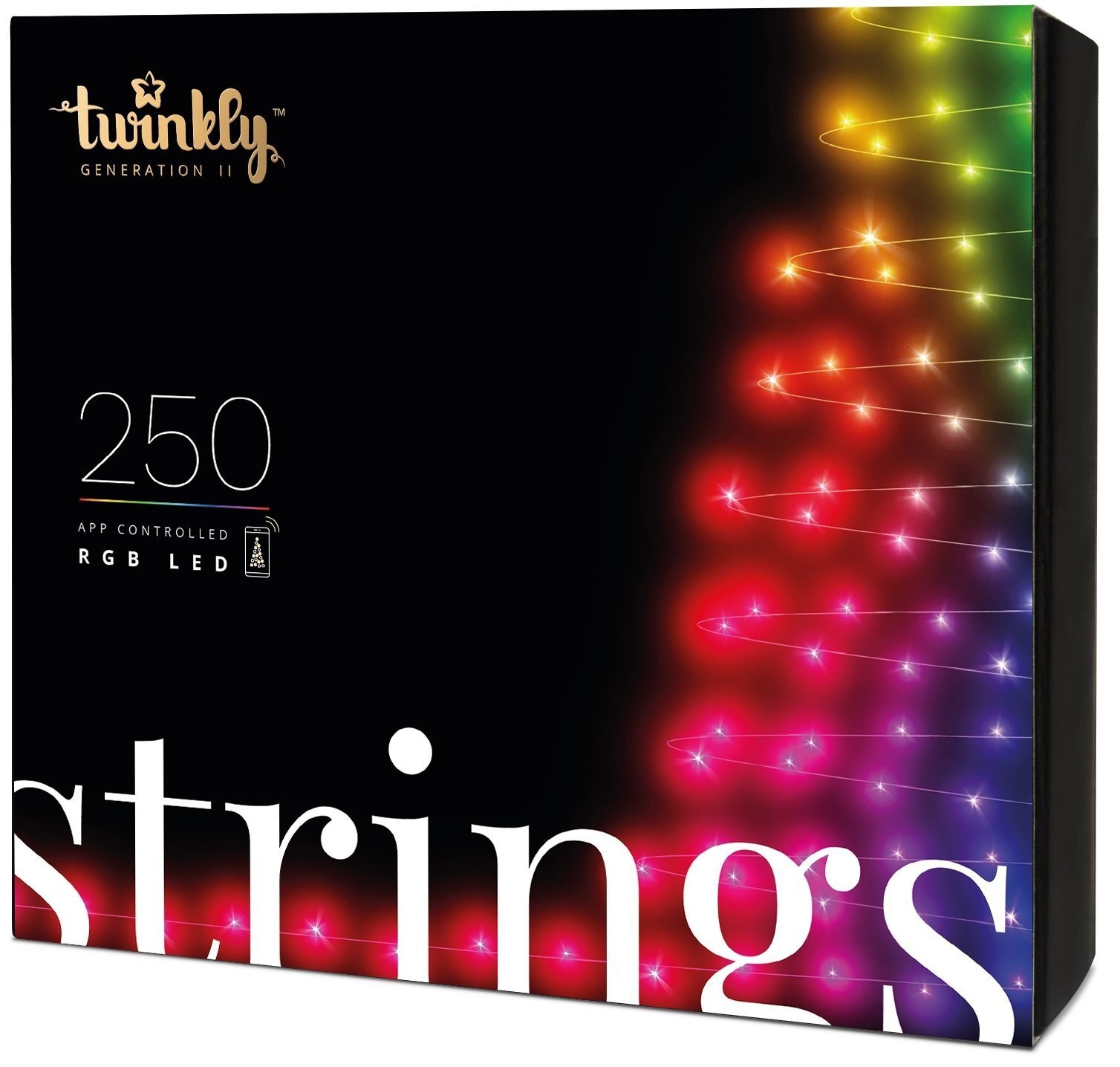 Smart LED Гирлянда Twinkly Strings RGB 250, BT+WiFi, Gen II, IP44 кабель черный (TWS250STP-BEU) фото 1