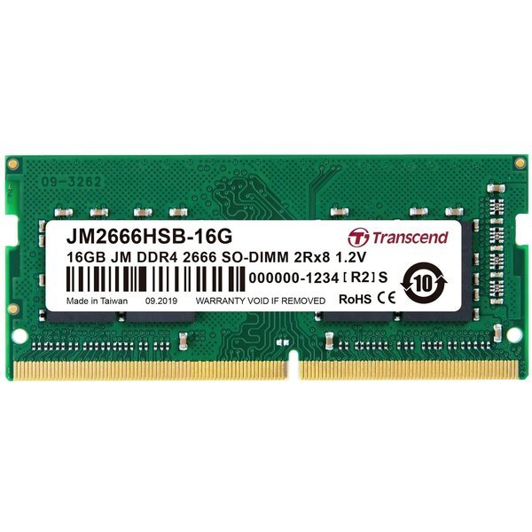 Акція на Память для ноутбука Transcend DDR4 2666 16GB SO-DIMM (JM2666HSE-16G) від MOYO