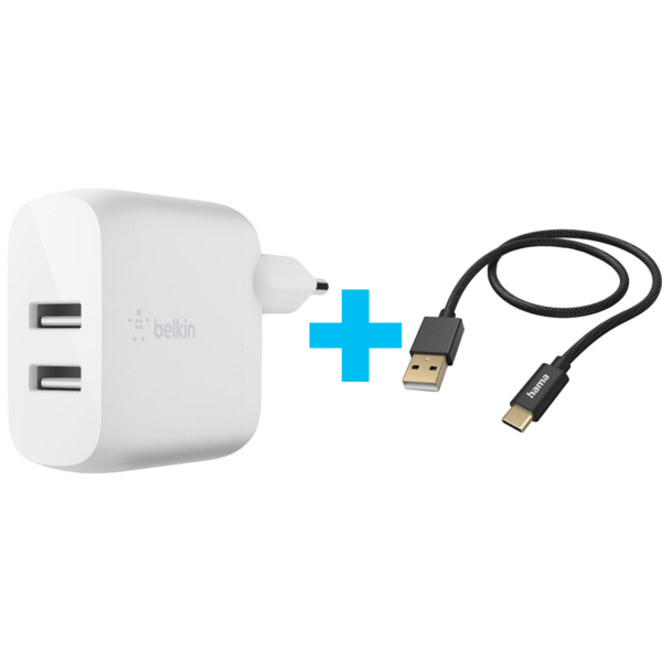 Сетевое ЗУ Belkin Home Charger (24W) DUAL USB 2.4A, white (WCB002VFWH)