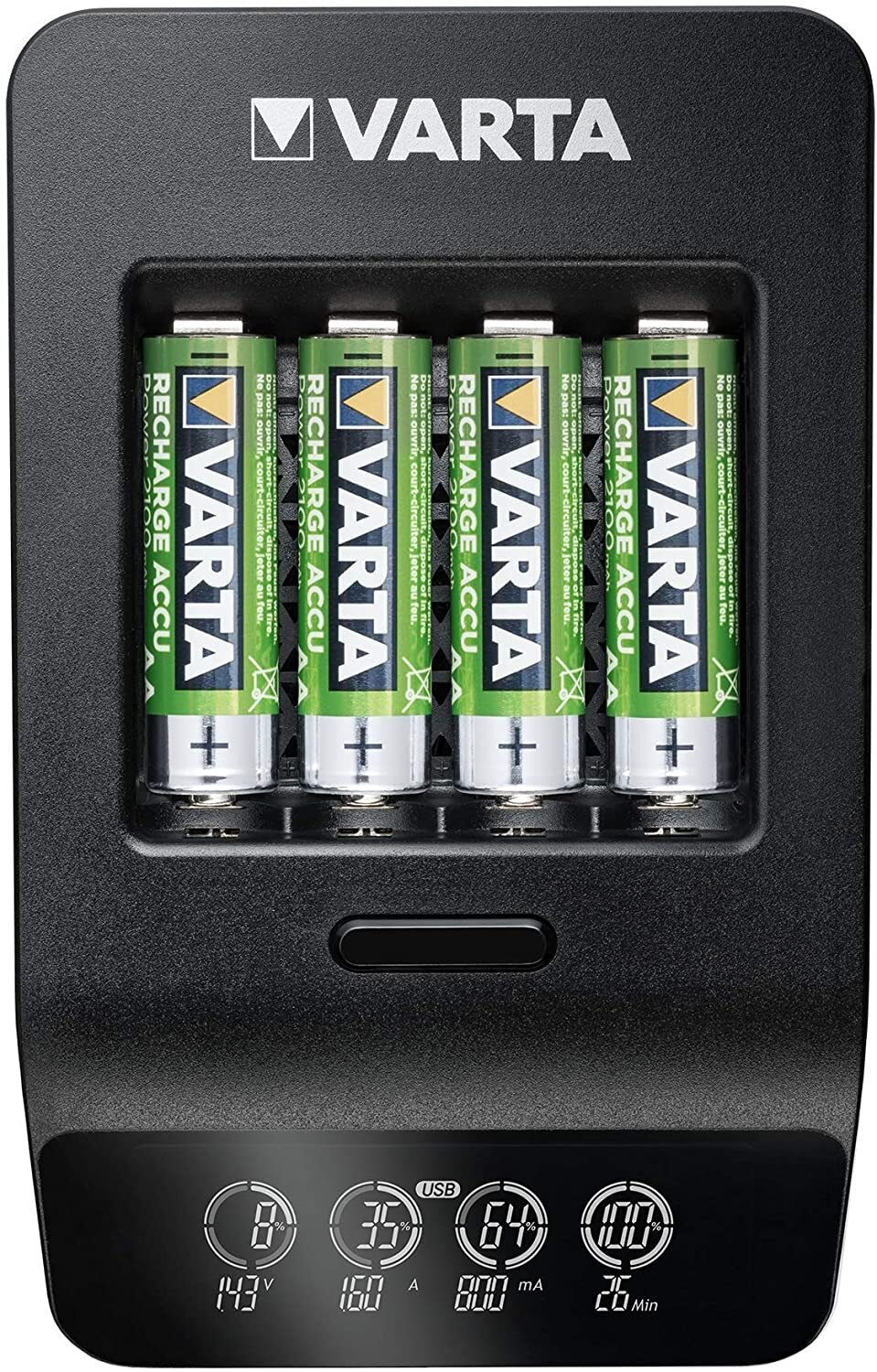 Зарядное устройство VARTA LCD Smart Plus Charger + Аккумулятор NI-MH AA 2100 мАч, 4 шт. (57684101441) фото 1