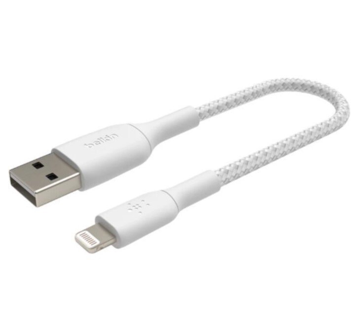 Кабель Belkin USB-A – Lightning, BRAIDED, 1m, white (CAA002BT1MWH)фото