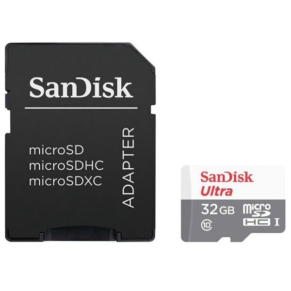 Акція на Карта памяти SanDisk microSDHC 32GB C10 UHS-I R100MB/s Ultra + SD адаптер (SDSQUNR-032G-GN3MA) від MOYO