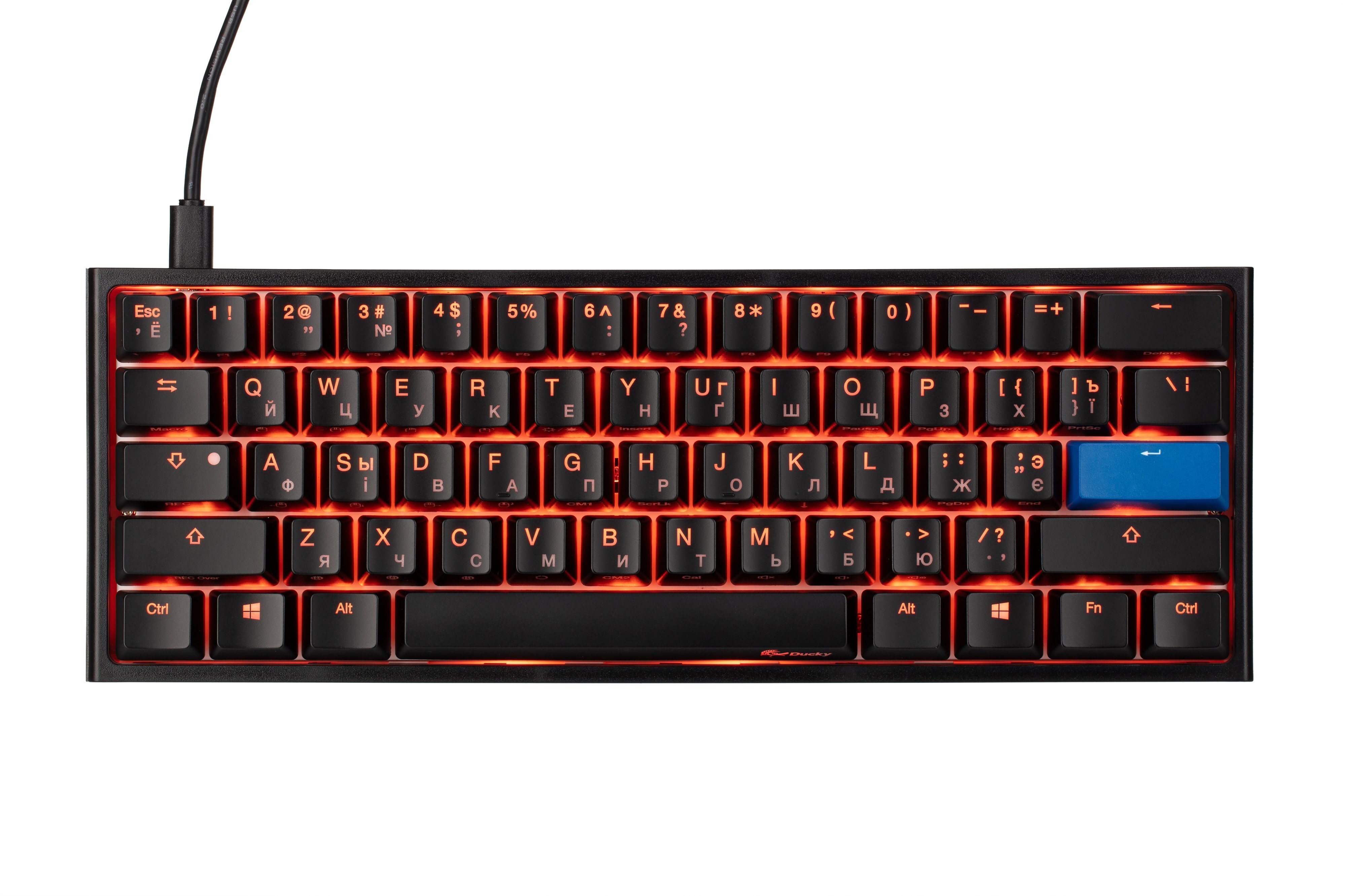 Игровая клавиатура Ducky One 2 Mini Cherry Red Black-White (DKON2061ST-RURALAZT1) фото 1