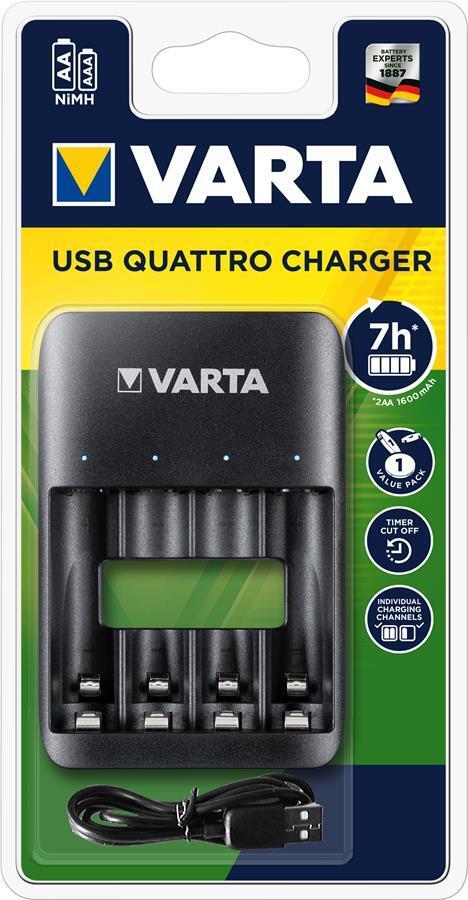 Зарядное устройство Varta Value USB Quattro Charger pro, для АА/ААА аккумуляторов (57652101401) фото 