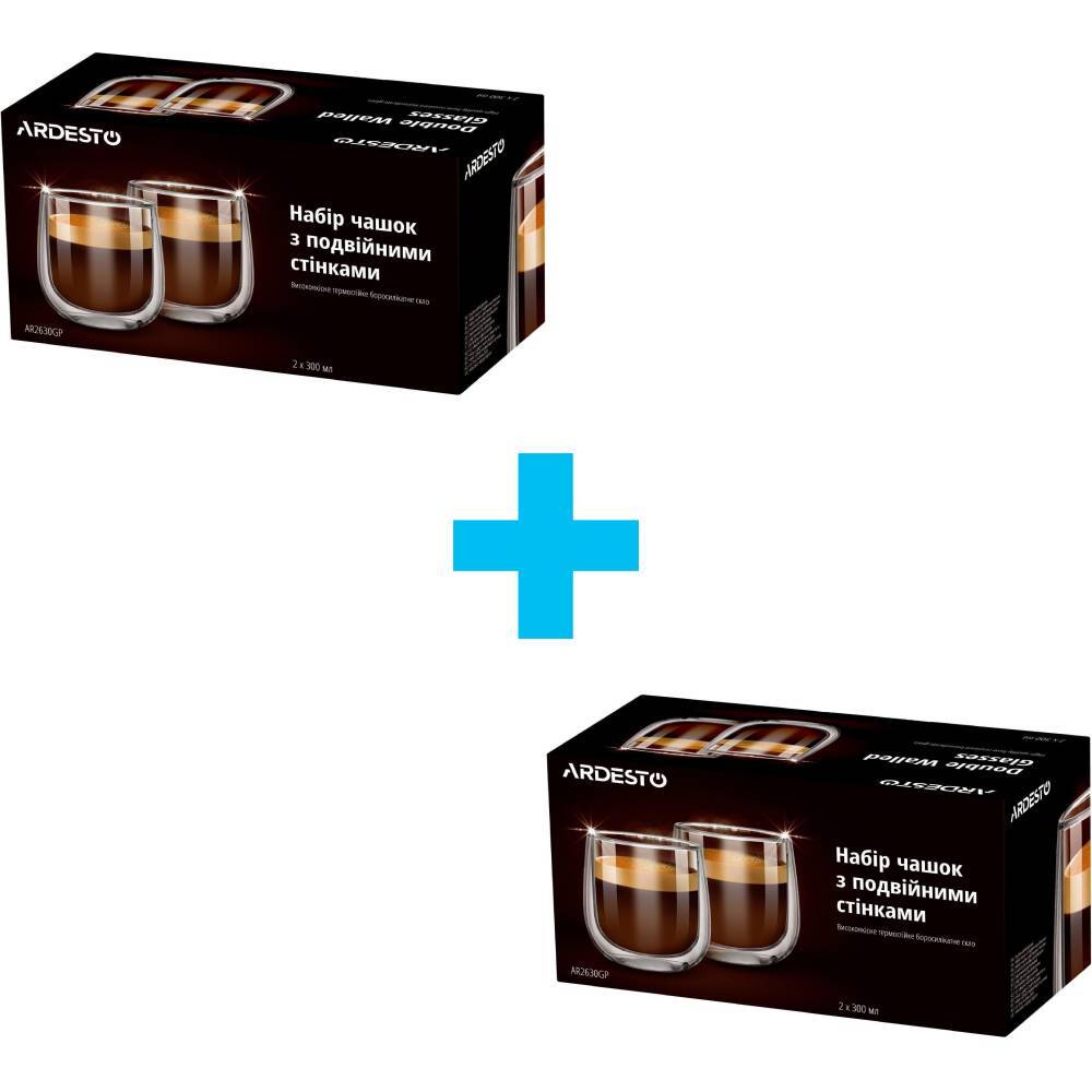 Набор чашек ARDESTO с двойными стенками, 300 мл, 2 шт (AR2630GP) фото 1