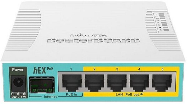 Акція на Маршрутизатор MikroTik hEX PoE 5xGE/PoE, 1xSFP, 1xUSB, RouterOS L4 (RB960PGS) від MOYO