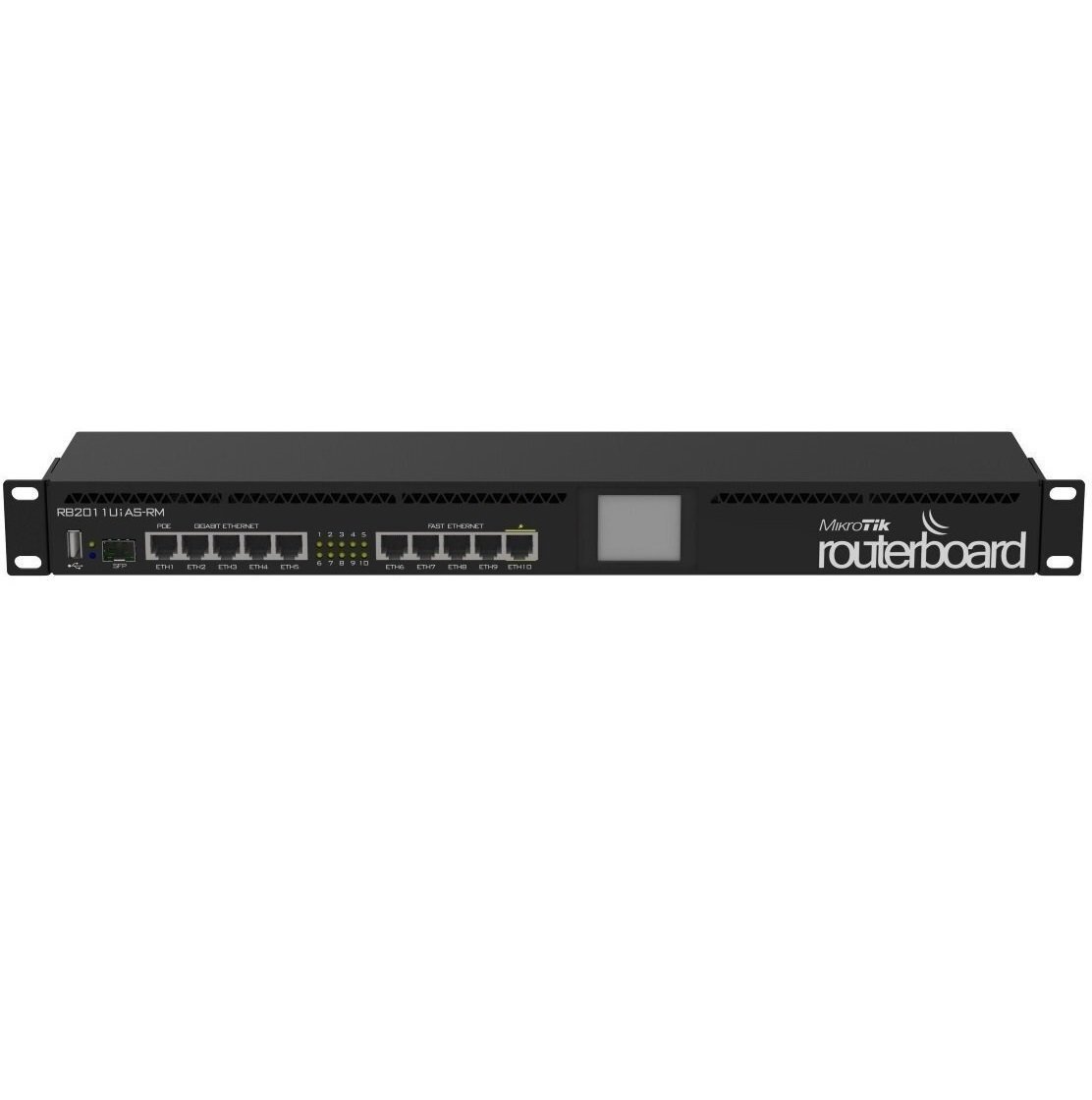 Маршрутизатор MikroTik RouterBOARD 2011UiAS 5xFE, 5xGE, 1xSFP, RouterOS L5, LCD panel, rack (RB2011UIAS-RM) фото 