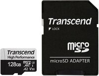 Карта памяти Transcend microSDXC 128GB C10 UHS-I U3 A2 R160/W125MB/s + SD адаптер (TS128GUSD340S)