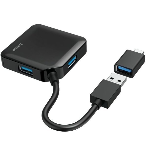 

USB-хаб НАМА 4 Ports USB 3.2, USB-C Adapter Black (00200116)