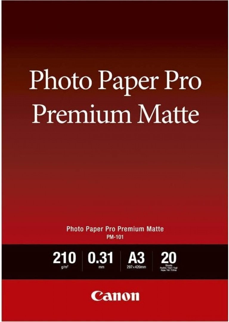 Фотобумага CANON Photo Paper Premium Matte A3 PM-101, 20л. (8657B006) фото 