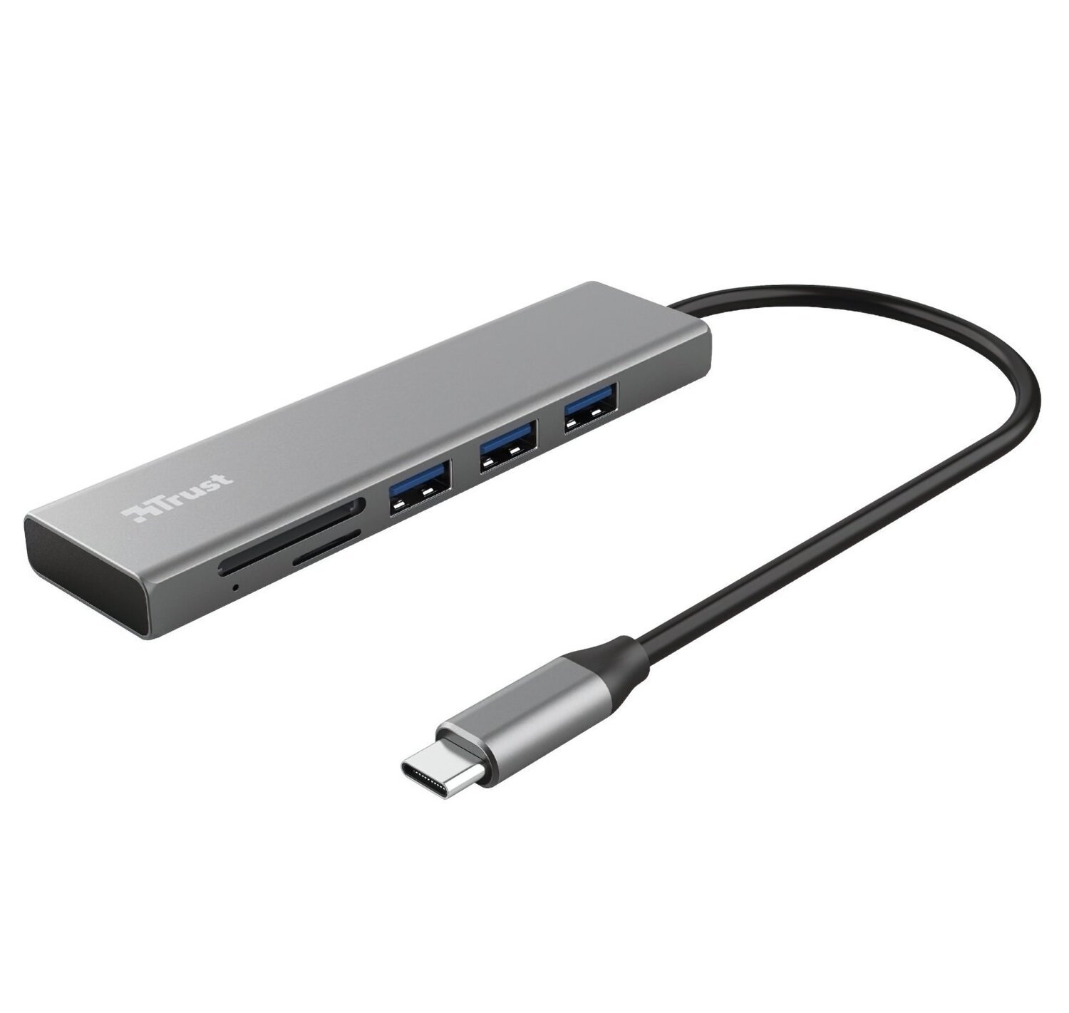 USB-хаб Trust Dalyx Fast 3 USB+Card Reader USB-C Aluminium (24191_TRUST) фото 