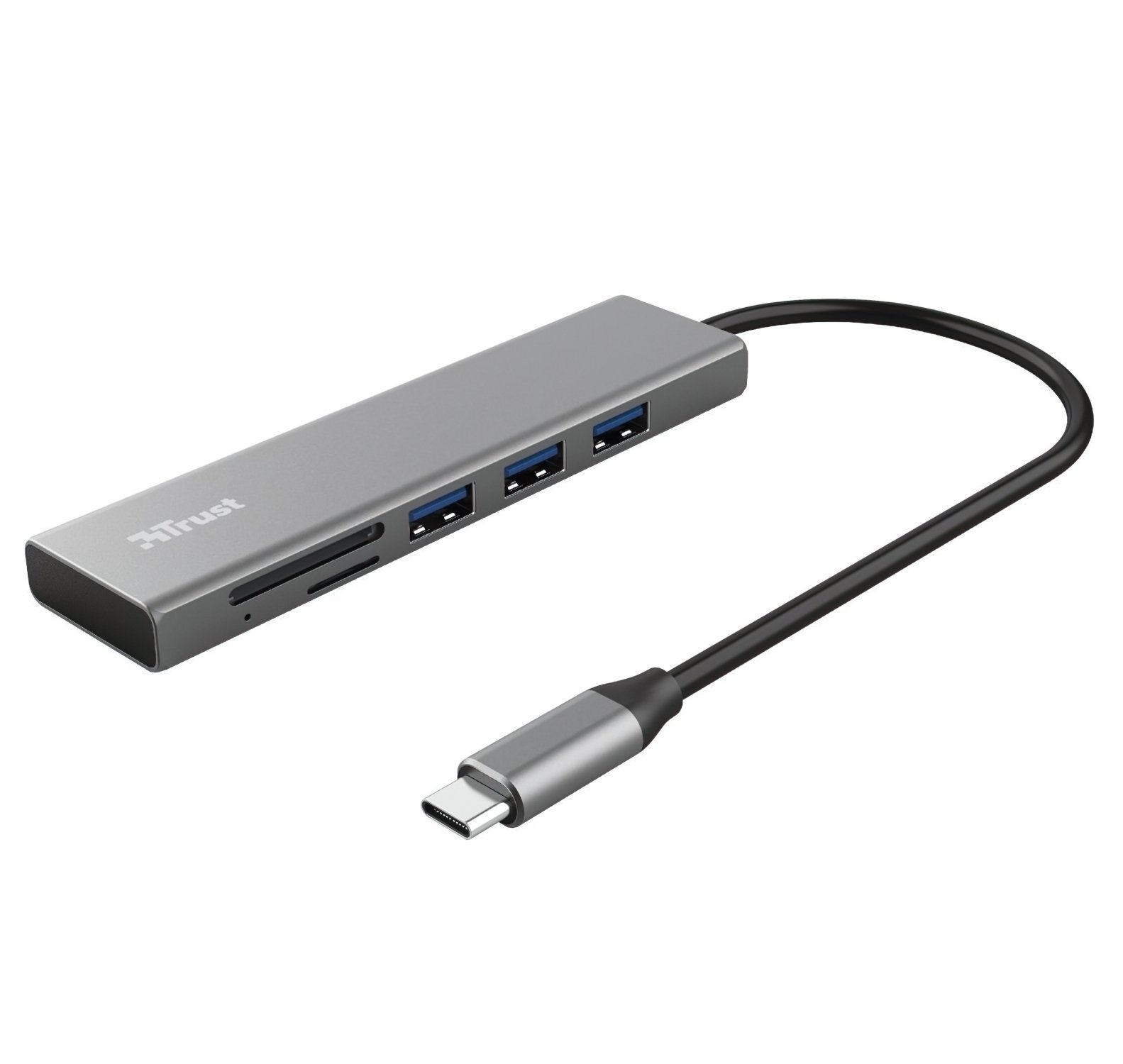 USB-хаб Trust Dalyx Fast 3 USB+Card Reader USB-C Aluminium (24191_TRUST) фото 1
