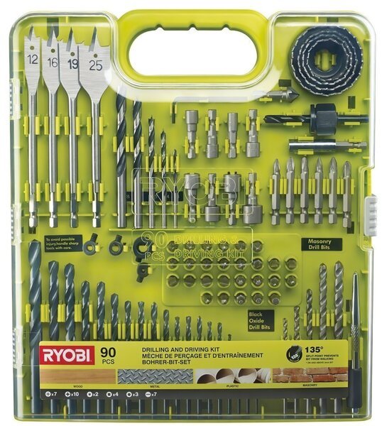 

Набор бит и сверл Ryobi RAKDD90, 90 шт (5132004665)