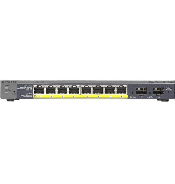 Коммутатор NETGEAR GS110TP 8xGE PoE+, 2xGE SFP, управляемый L2