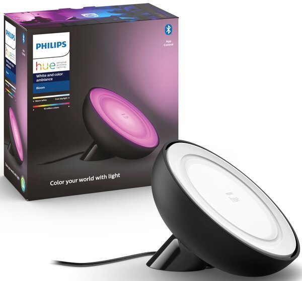 

Настольный светильник Philips Hue Bloom, 2000K-6500K, Color, Bluetooth, диммируемая, чёрная