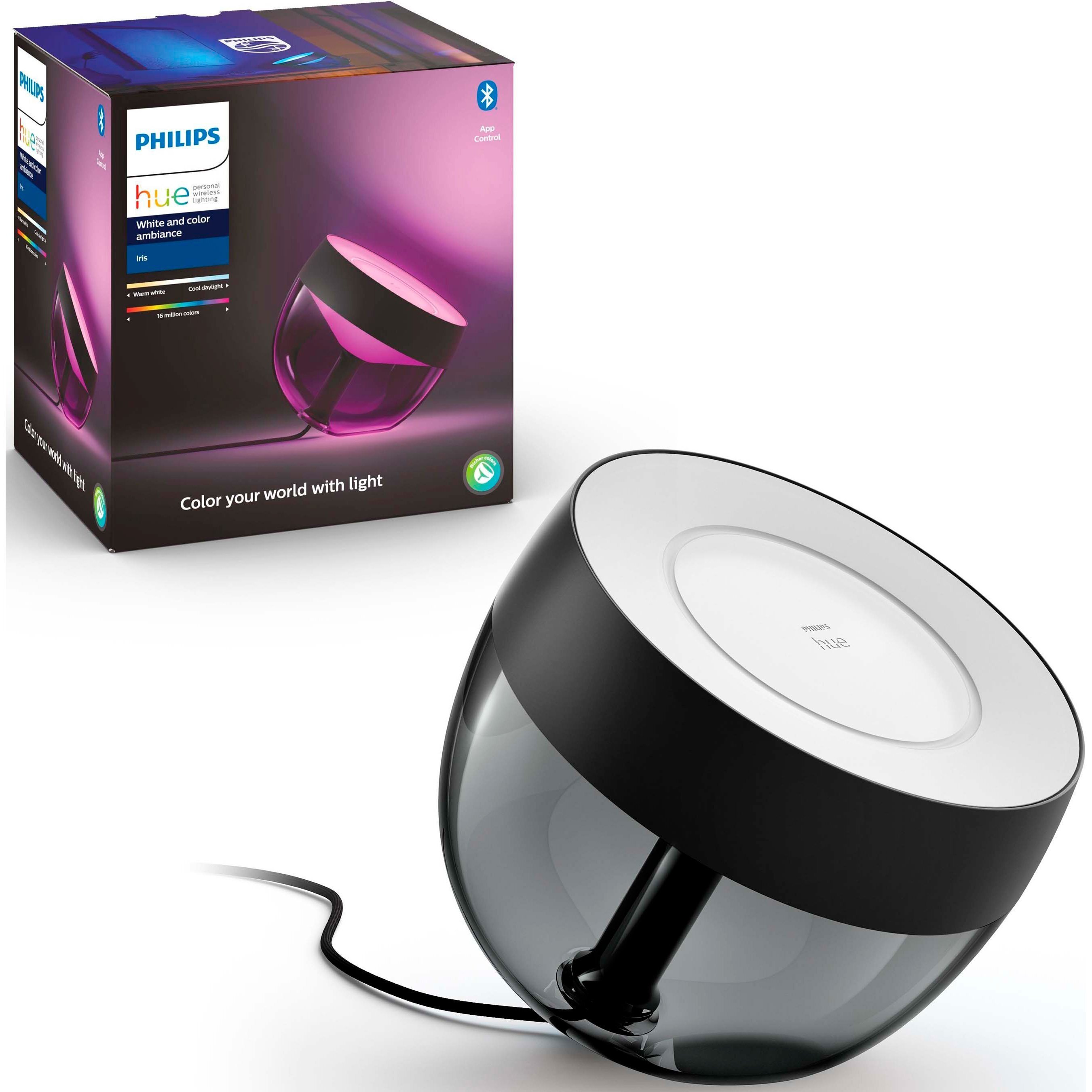Настольный светильник Philips Hue Iris, 2000K-6500K, Color, Bluetooth, диммируемый, чёрный фото 1
