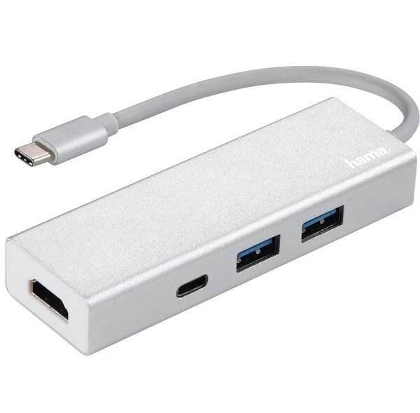 Акція на USB-C хаб Hama Aluminium 2x USB-A, USB-C, HDMI Silver (00135756) від MOYO