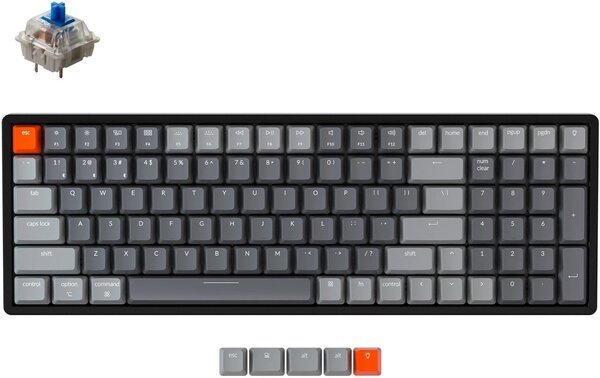 

Клавиатура Keychron K4 100 keys, Aluminum Frame Hot-Swap Gateron RGB, Blue (K4J2_Keychron)